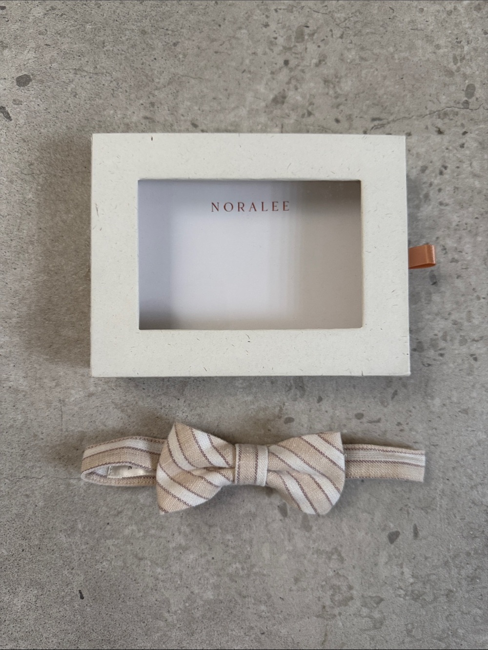 Noralee Beige Striped Bow Tie for Kids Size 5-6